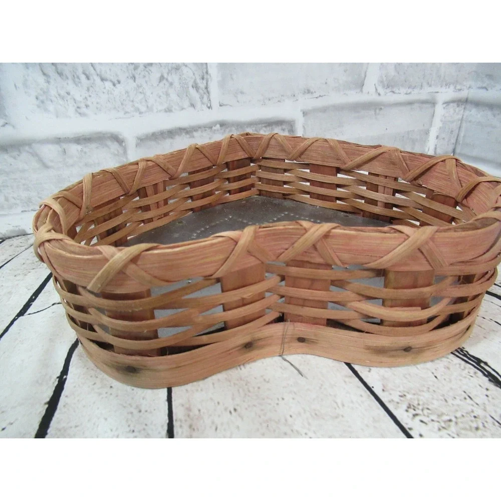 Splint Oak Heart Basket North Carolina Tin Punch birds hearts primitive vintage